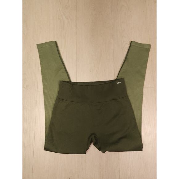 PINK Active Size S “I Am Strong” Olive Green Seamless High-Waisted Leggings - Picture 3 of 13